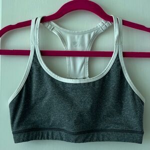 Gray & White Racerback Sports Bra | Activewear